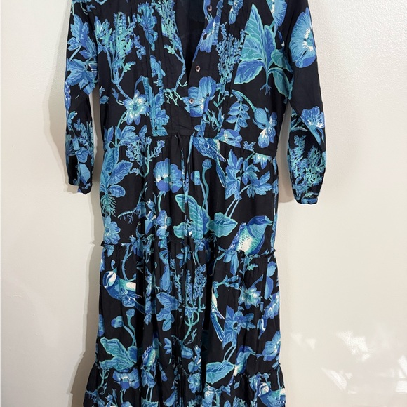 Banjanan Melany Maxi Tropical Print Dress In Hedgerow Black - Picture 2 of 6